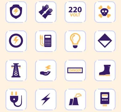 High voltage icons set Stock Illustration