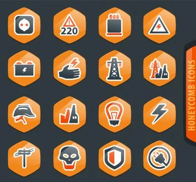 High voltage icons set Stock Illustration