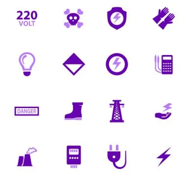 High voltage icons set Stock Illustration