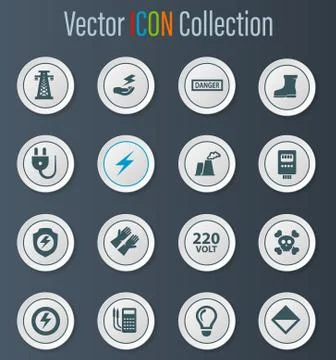 High voltage icons set Stock Illustration