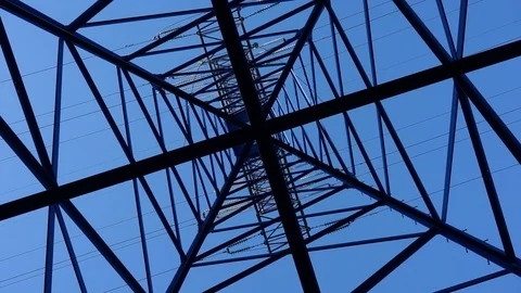 High voltage line, camera is rotating inside Video stock 90371248