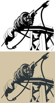 High voltage line close up Illustrazione stock