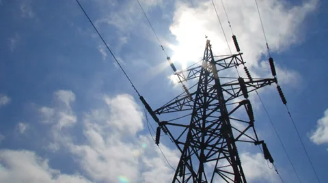High-voltage line (time lapse) Stock Footage 29873090