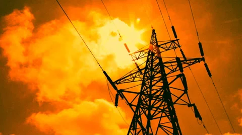 High-voltage line  (time lapse) Stock Footage 29874425