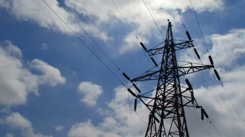 High-voltage line (time lapse) Stock Footage 29875595