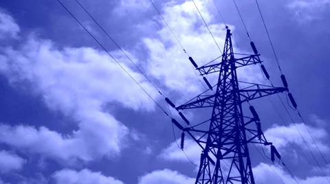 High-voltage line (time lapse) Stock Footage 29876750