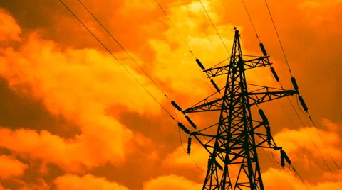High-voltage line (time lapse) Stock Footage 29876922
