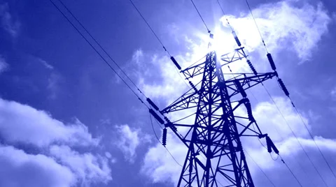 High-voltage line (time lapse) Stock Footage 29879394