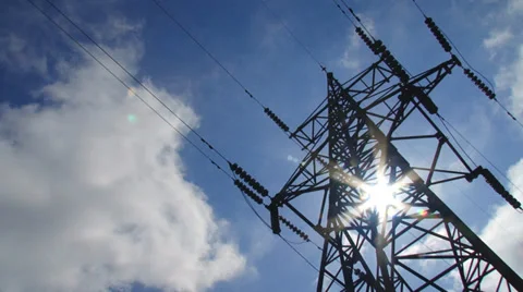 High-voltage line (time lapse) Stock Footage 29880471