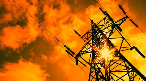 High-voltage line (time lapse) Stock Footage 29881269