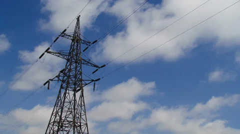High-voltage line (time lapse) Stock Footage 29882346