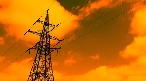 High-voltage line (time lapse) Stock Footage 29882977