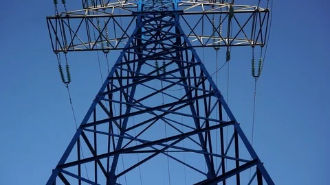 High voltage line, view from bottom to top Video stock 90370636