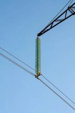 High voltage lines in the field Stock Photos