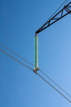 High voltage lines in the field Stock Photos