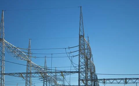 High voltage lines Stock Photos