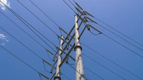 High Voltage - Main Power Transmition Lines Stock Footage 2815491