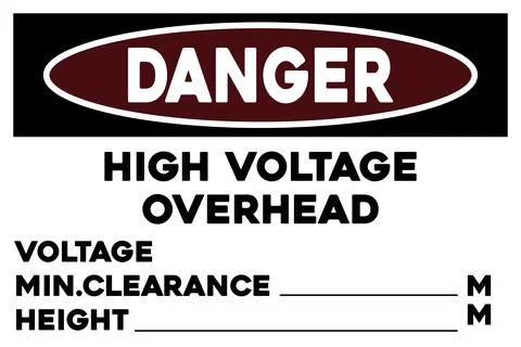 High voltage over head warning sign Stock Illustration