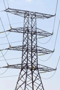 High Voltage Overhead Electrical Grid Power Pylon Stock Photos