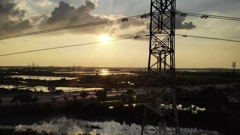 High voltage pole Aerial view. Stock Footage 118861774