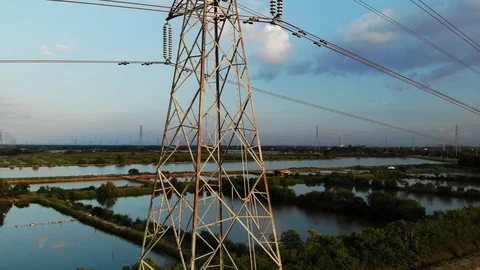 High voltage pole Aerial view. Video stock 118861846