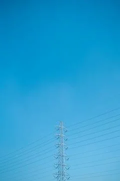 High voltage pole with clear sky background Stock Photos