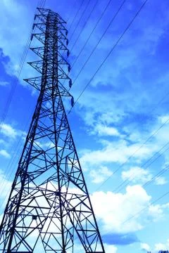 High voltage pole Stock-Fotos