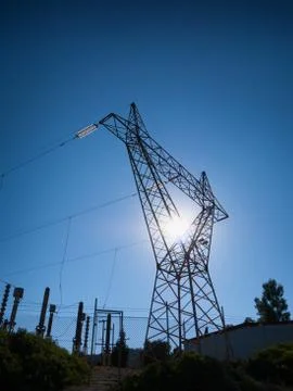 High voltage pole Stock Photos