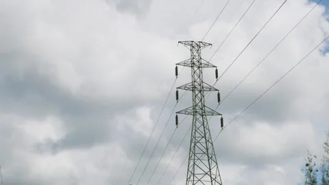 High voltage pole with sky cloud time lapse Stock-Footage 140450840