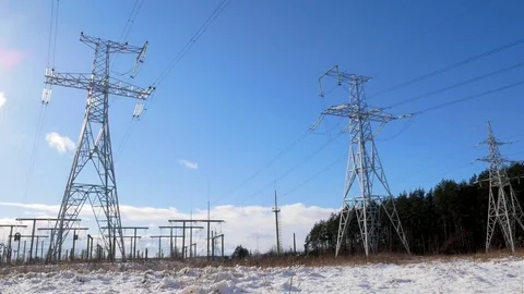 High voltage post, High-voltage tower against sky background Video stock 72964327