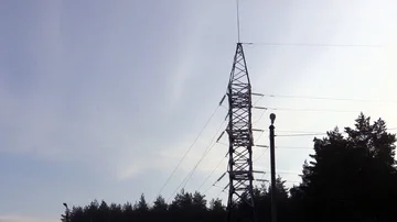 High voltage post. High-voltage electrical insulator electric line. Stock Footage 85794617