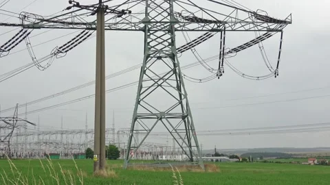 High voltage post or High voltage tower Stock Footage 158873018