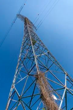 High voltage post or High voltage tower in Hungary Stock Photos