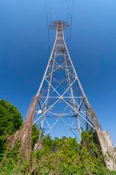 High voltage post or High voltage tower in Hungary Stock Photos