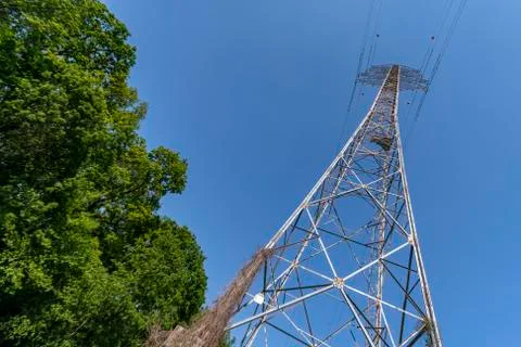 High voltage post or High voltage tower in Hungary Stock Photos