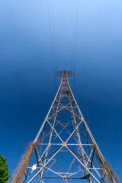 High voltage post or High voltage tower in Hungary Stock Photos