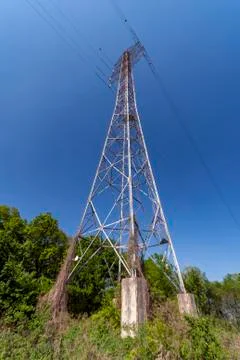High voltage post or High voltage tower in Hungary Stock Photos