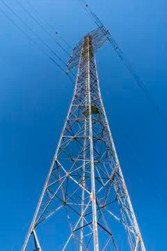 High voltage post or High voltage tower in Hungary Stock Photos