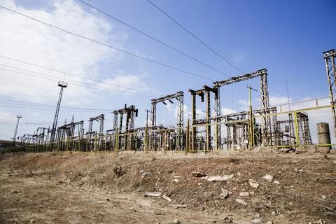 High voltage post or High voltage tower Stock Photos