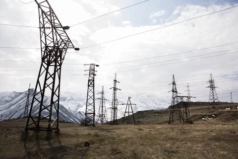 High voltage post or High voltage tower Stock Photos