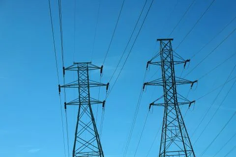 High voltage post, power tower. Stock Photos