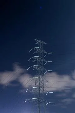 High voltage post.High voltage post.High-voltage tower sky background. Stock Photos
