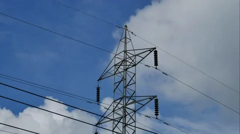 High voltage post.High-voltage tower sky background Time-lapse 動画素材 55724284