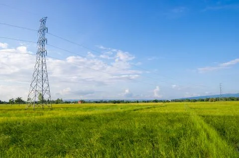 High voltage post.High-voltage tower. Stock Photos