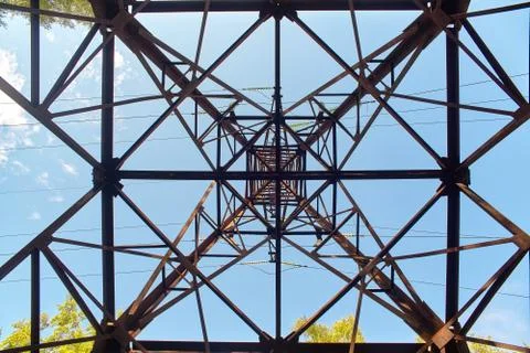 High voltage post.High-voltage tower sky background. High Voltage Electric Tower Stock Photos