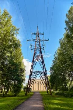 High voltage post.High-voltage tower sky background. High Voltage Electric Tower Stock Photos