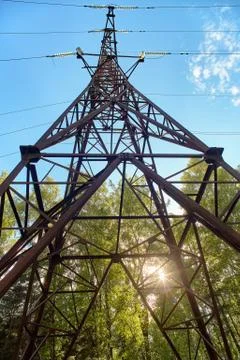 High voltage post.High-voltage tower sky background. High Voltage Electric Tower Stock Photos