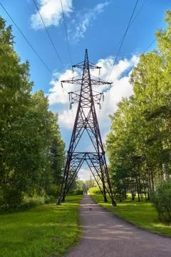 High voltage post.High-voltage tower sky background. High Voltage Electric Tower Stock Photos