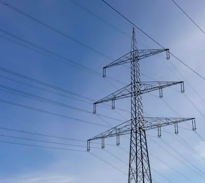 High voltage post.High-voltage tower sky background in Germany Stock Photos