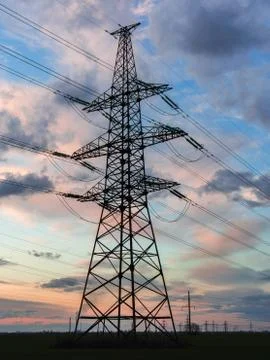 High voltage post.High-voltage tower sky background. Stock Photos